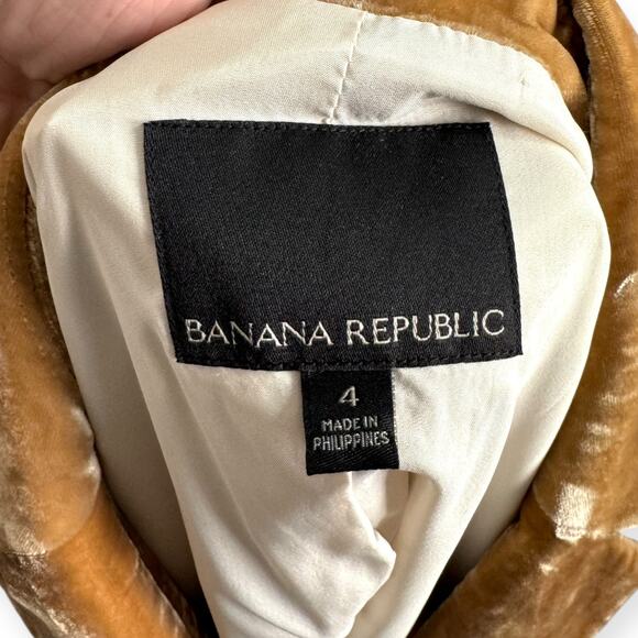 Banana Republic Mustard Yellow Velvet Velour One Button Blazer Women's Size 4 - Picture 8 of 10